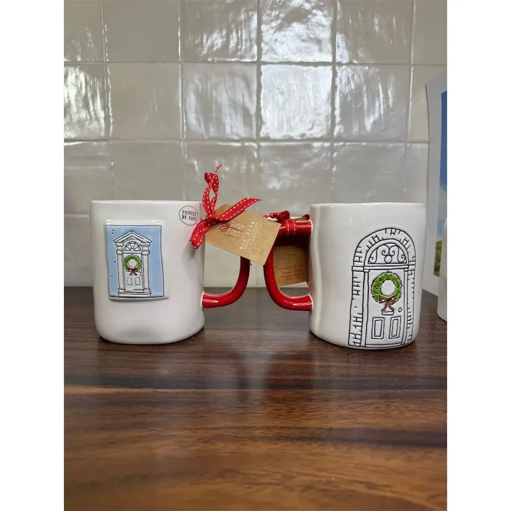 Rae Dunn Christmas Mug Set of 2 - Deck the Halls & Merry Little Xmas